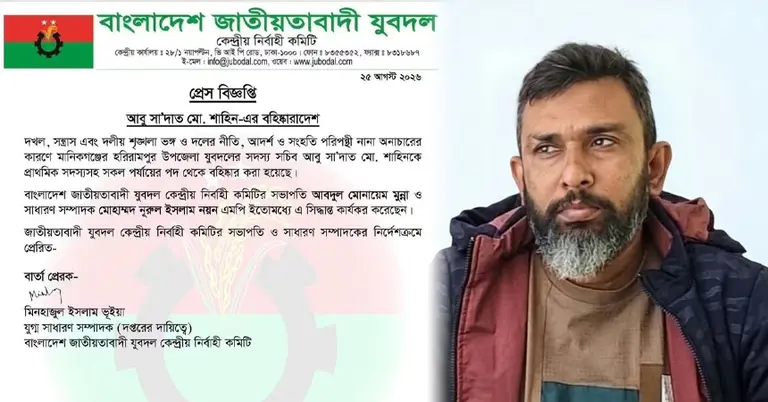 বহিষ্কার হওয়া সাদাত শাহিন